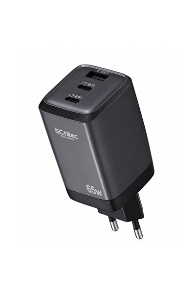schitec 65W GaN 3 Çıkışlı 2xType-C + UsbA QC 3.0 Hızlı Şarj Adaptörü Başlığı ...