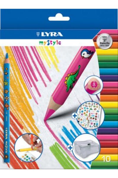 LYRA Σετ Χρωματιστά Μολύβια 10 Τεμαχίων + Αυτοκόλλητα + Ξύστρα (L3751100)