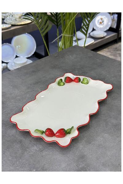 Doğudeko Italian Style Rectangular Retro Strawberry Serving