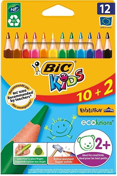 Bic Παιδικά Χρωματιστά Μολύβια Τριγωνικά Evolution 12 Χρώματα (8871462)
