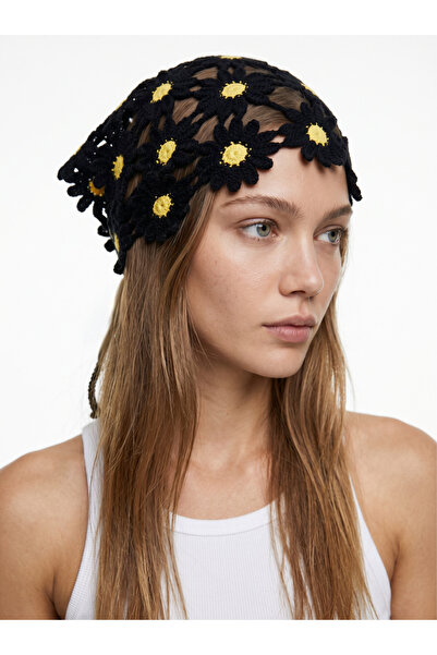 DM DİLAN MODA Women's Crochet Floral Hair Bandana / Multipurpose Waist Scarf