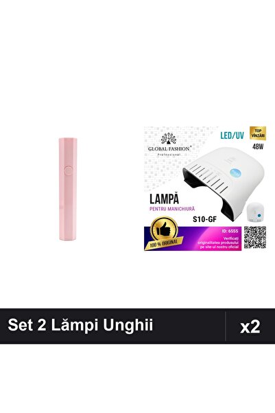 NAİLS Set 2 Lămpi UV/LED Profesionale 48W Hexagonală Roz 3W Timer Manichiură
