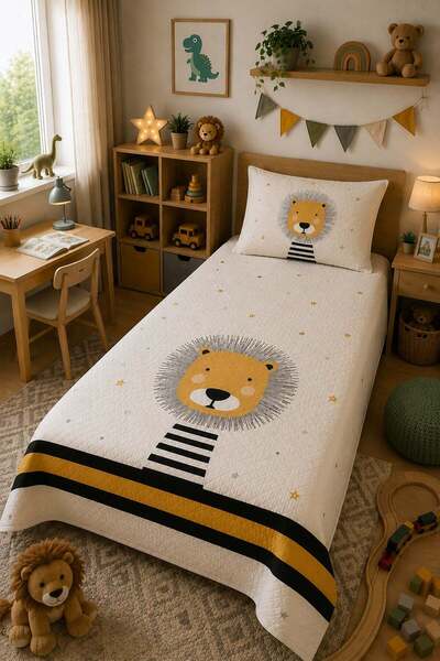 Evdek Bebek ve Çocuk Odası Little Lion – Minik Aslan Tek Kişilik Pike Takımı ...