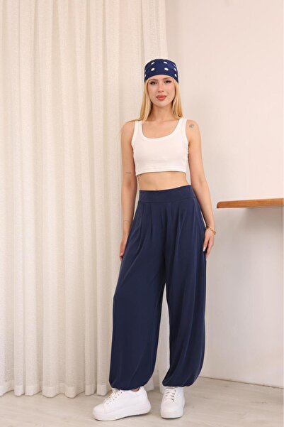 Mersella Comfort Women's High Waist Casual Baggy Trousers with Pockets