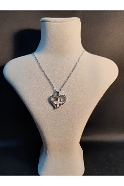 MRYart Silver Color White Heart Butterfly Model Ball Chain Steel Necklace