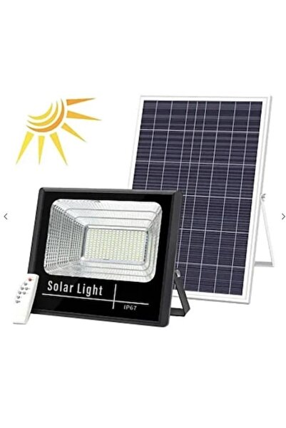 Jortan Kit proiector LED reglabil de 200W cu panou solar individual și teleco...