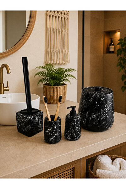Zigzag Home Decorative 4-Piece Bohemian Style Bathroom Set: Trash Can, Toilet...