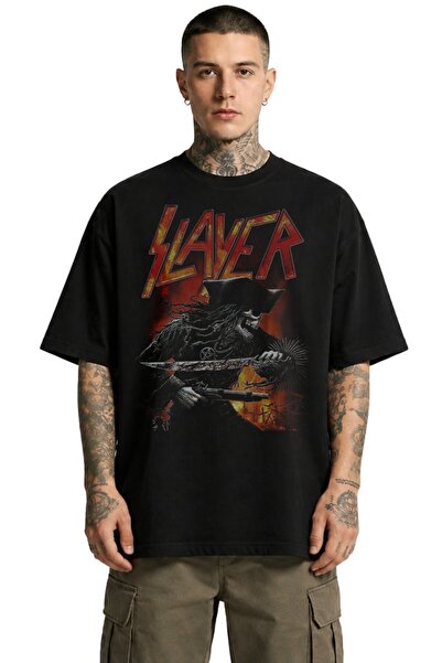 Fuddy Moda Tricou unisex cu imprimeu Slayer Pirate, cu gât rotund, tricou sup...