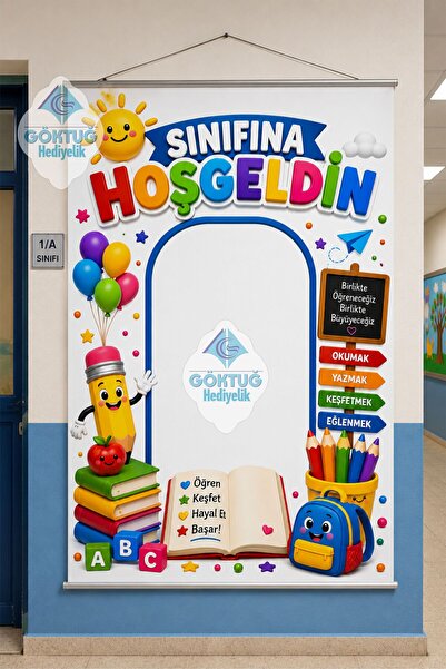 Göktuğ Hediyelik İlkokul Sınıf Kapısı ve Duvar Dekoru – Sınıfına Hoş Geldin A...