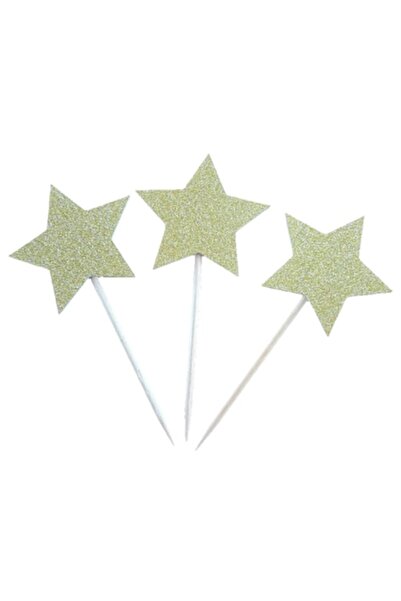 OEM Set 12 toppere Stelute aurii pentru briose si cupcakes, steluta 4 x 4 cm,...