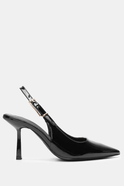 Luigi Μυτερές Γόβες Slingback - Μαύρο Λουστρίνι - 36