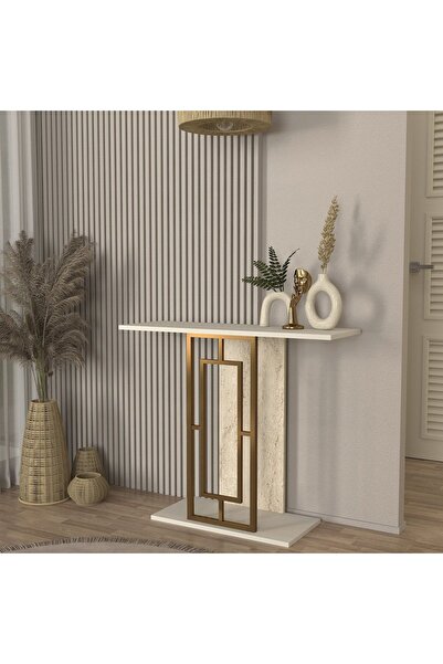 UnicUtil Masă Decorativă UnicUtil, Consolă Modernă Travertin pentru Living, H...