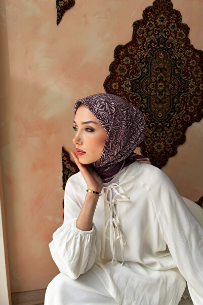 KUQOS Mosaic Patterned Aqua Soft Scarf 90X90 Soft Textured Hijab Women's Scarf