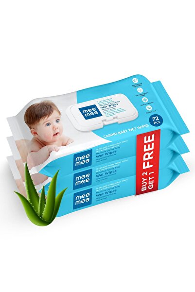 mee mee Wet Wipes for Baby Skin with Aloe Vera | 72 Wipes x Pack of 3 (216 Wi...