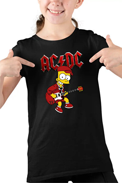OEM Tricou Copii Fete ACDC The Simpsons Bart AC/DC Merch