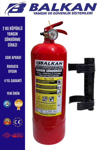 BALKAN YANGIN VE GÜVENLİK SİSTEMLERİ 2 KG RUHSATA UYGUN KÖPÜKLÜ YANGIN TÜPÜ V...