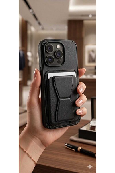 Case I PHONE 15 PRO MAX Kartvisitli Standlı Deri Kılıf