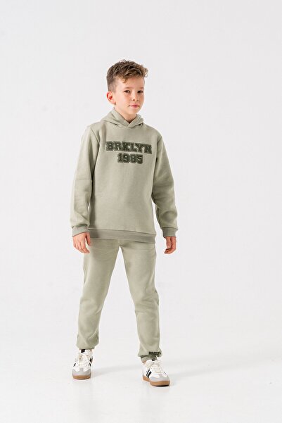 Mışıl Kids 3 İp Brklyn 1985 Printed Hooded Boys' Tracksuit Set