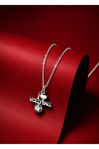 Silvari Silver I LOVE VOLEYBOL Yazılı Parlak Unisex Tasarım 925 Ayar Gümüş Ko...