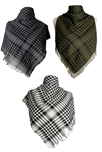 Belifanti Collection Cotton Puffy Gray Khaki Black Authentic Kefiye Shawl Lar...