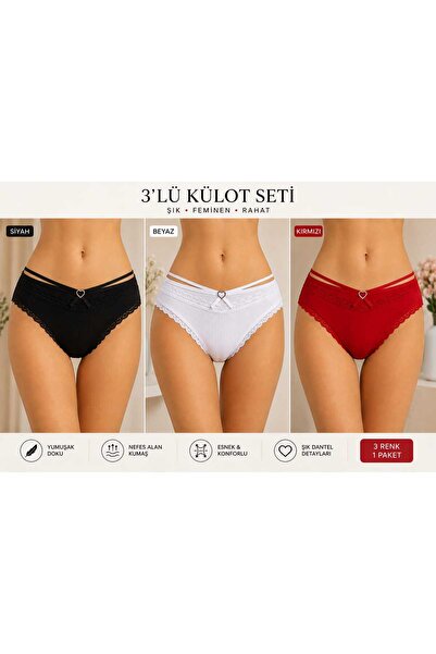 MAVİ QUMSAL Ribana Halkalı Bikini 3-Piece Set