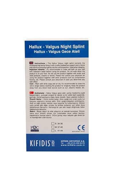 Kifidis 75800 Kifidis-MN Halluks Valgus Gece Ateli (Çift) STD
