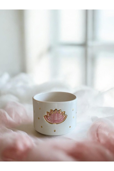 terraco ceramic Gold Detailed Lotus Handmade Ceramic Mug, Cold Drink Cup