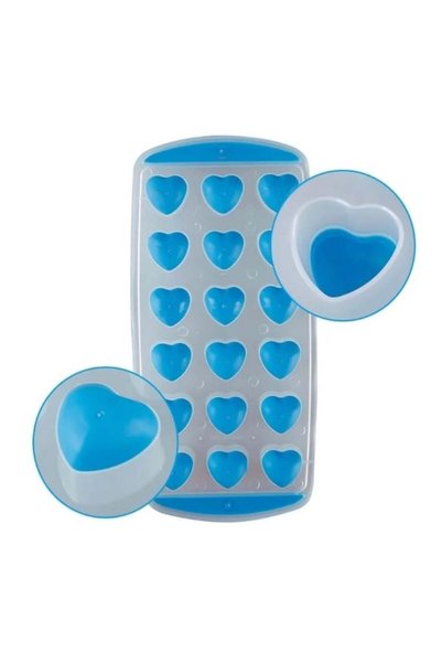 GoldPrestij 18-Chamber Ice Tray, Heart-Shaped Silicone Base Ice Mold – Flexible Design, Easy to Remove