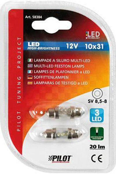 Lampa Λάμπες Αυτοκινήτου & Μοτοσικλέτας Τύπου Festoon 3 LED SV8.5-8 LED 12V 2...