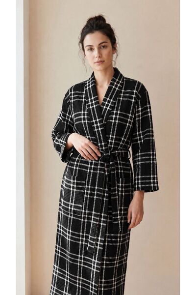 Vintero Home Summer Striped 100% Cotton Pique Bathrobe – Shawl Collar