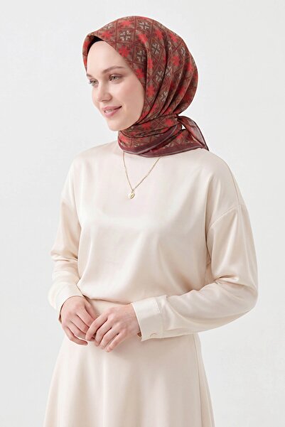 Silk Home Soft Scarf Minimal Motif Brown