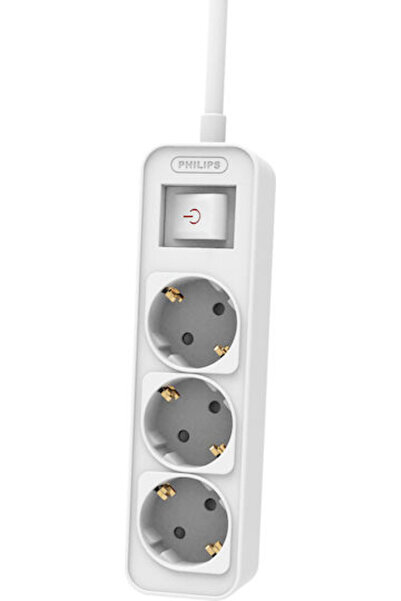 Philips Πολύπριζο με προστασία από υπερτάσεις, 3 θέσεων, με διακόπτη και καλώ...