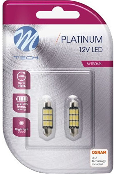 M-TECH Λάμπες Αυτοκινήτου C5W 42mm Canbus LED Λευκό 12V 3.2W 2 τεμάχια
