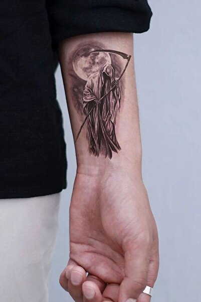 medink tattoo Gerçekci Geçici Azrail Minimal Dövme T-170