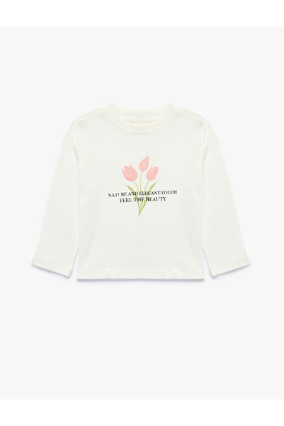 Koton Tricou din bumbac cu mânecă lungă și decolteu rotund, cu imprimeu floral