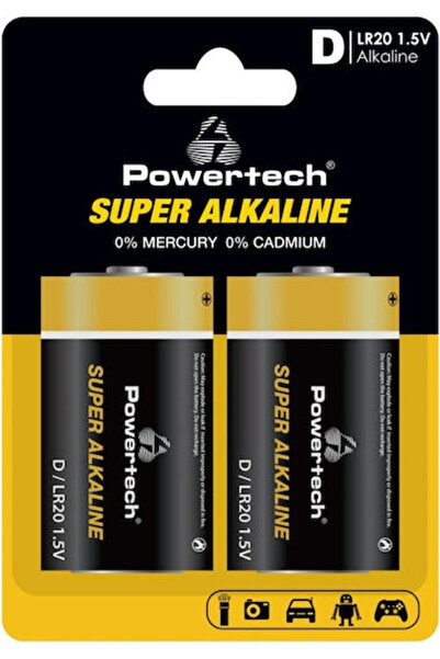 POWERTECH Σούπερ Αλκαλικές Μπαταρίες D 1.5V 2 τεμάχια Κωδικός: PT-1217