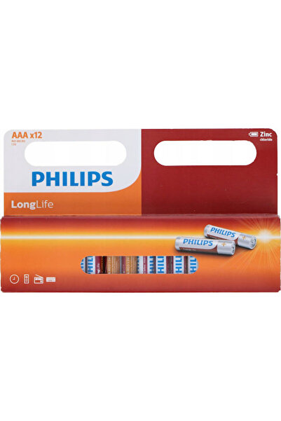 Philips Σετ Μπαταριών Ψευδαργύρου Longlife AAA/R03 1.5V 12 Τεμάχια