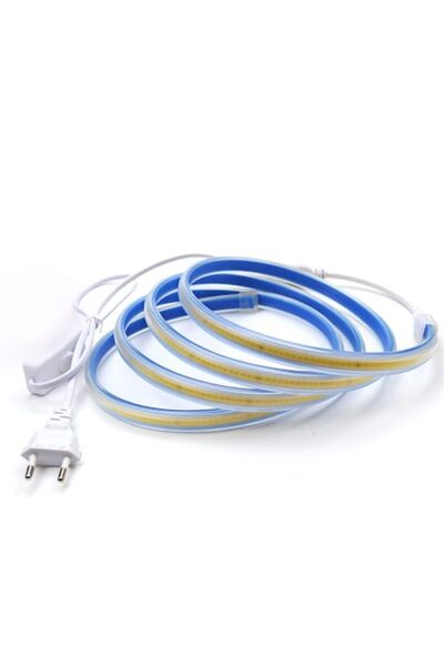 Cob Led Bandă LED 2M 230V alb rece 6000K impermeabilă IP67, set complet cu su...
