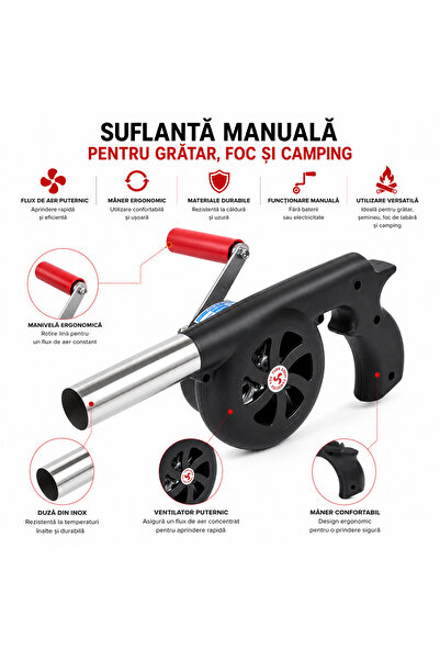 OEM Suflanta manuala pentru aprins gratar sau foc, dimensiuni 29.5 x 12 cm