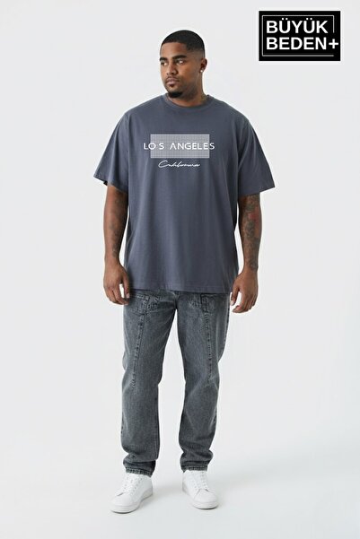 Superlife Men's Large Size Los Angeles Printed 3Xl-6Xl Crew Neck T-Shirt Spr2...