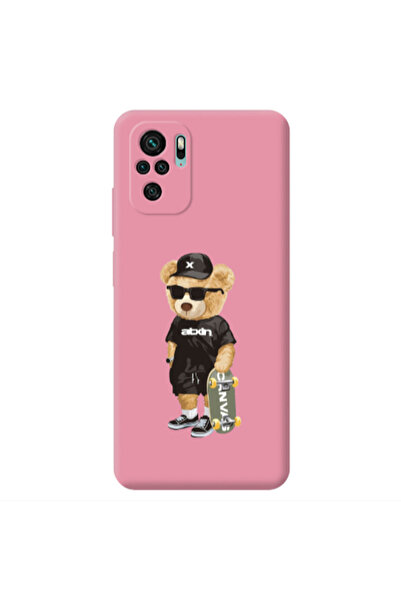 Other Xiaomi Redmi Note 10S Bear with glasses Pink Colored Silicone TPU Θήκη