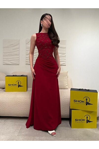 LMAURA Burgundy evening dress