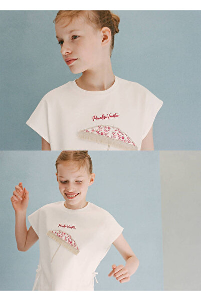 MANGO Kids Bağ detaylı desenli bluz