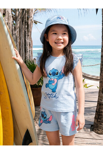 LC Waikiki تي شيرت بناتي مطبوع عليه Lilo & Stitch من Özmarka للموسم الجديد