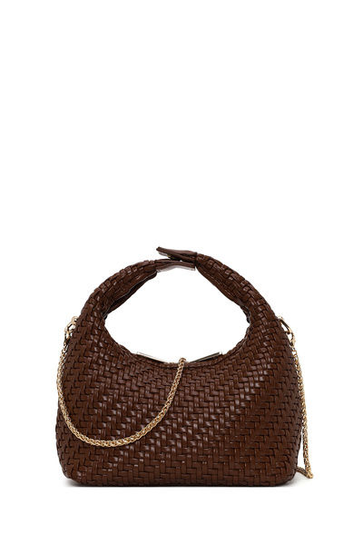 Derimod Women's Brown Long Chain Strap Braided Shoulder Bag 26Sbd264229