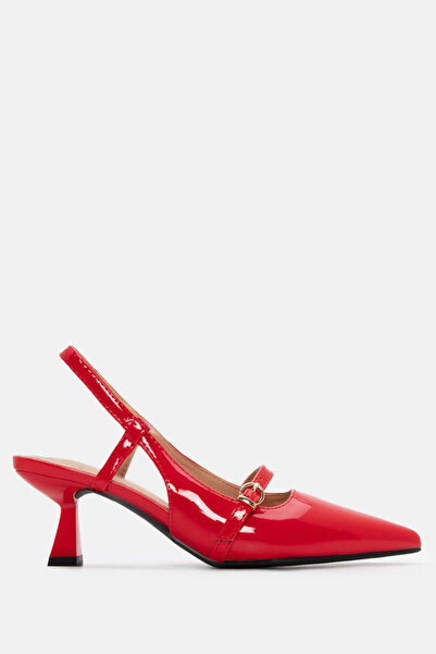 Luigi Μυτερές γόβες slingback με διακοσμητική αγκράφα και λάστιχο - Κόκκινο λ...