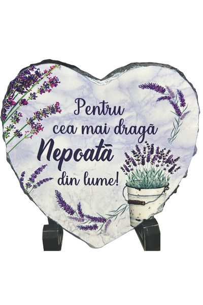 LimArt Placa decorativa ardezie in forma de inima, Lavanda, 14x13 cm - "Pentr...