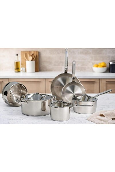 TRAMONTINA Cookware Set, Stainless Steel, Silver, Induction-Ready, Oven & Dis...