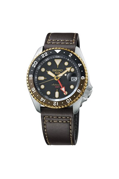 Seiko 5 Sports Gmt Ssk036 Automatic Watch Without Battery Brown Leather Strap...