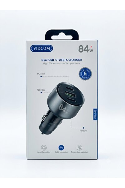 VIDCOM 84W Triple Port Smart Car Charger (Model: Vm-702)